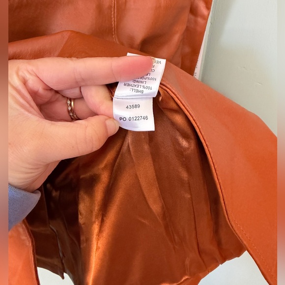 Chadwicks Genuine Leather Coat Chestnut Brown Vintage Inspired Size 6 Petite NWT - Picture 8 of 9